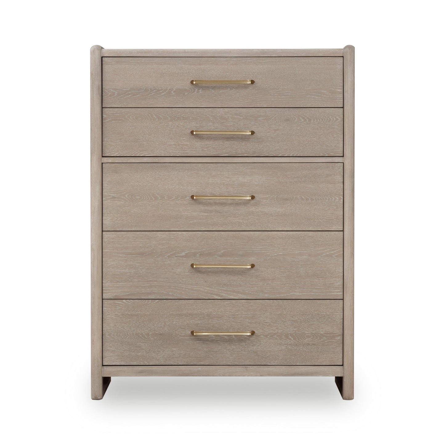 Gardenia Five Drawer Oak Wood Chest in Chai - Ornate Home
