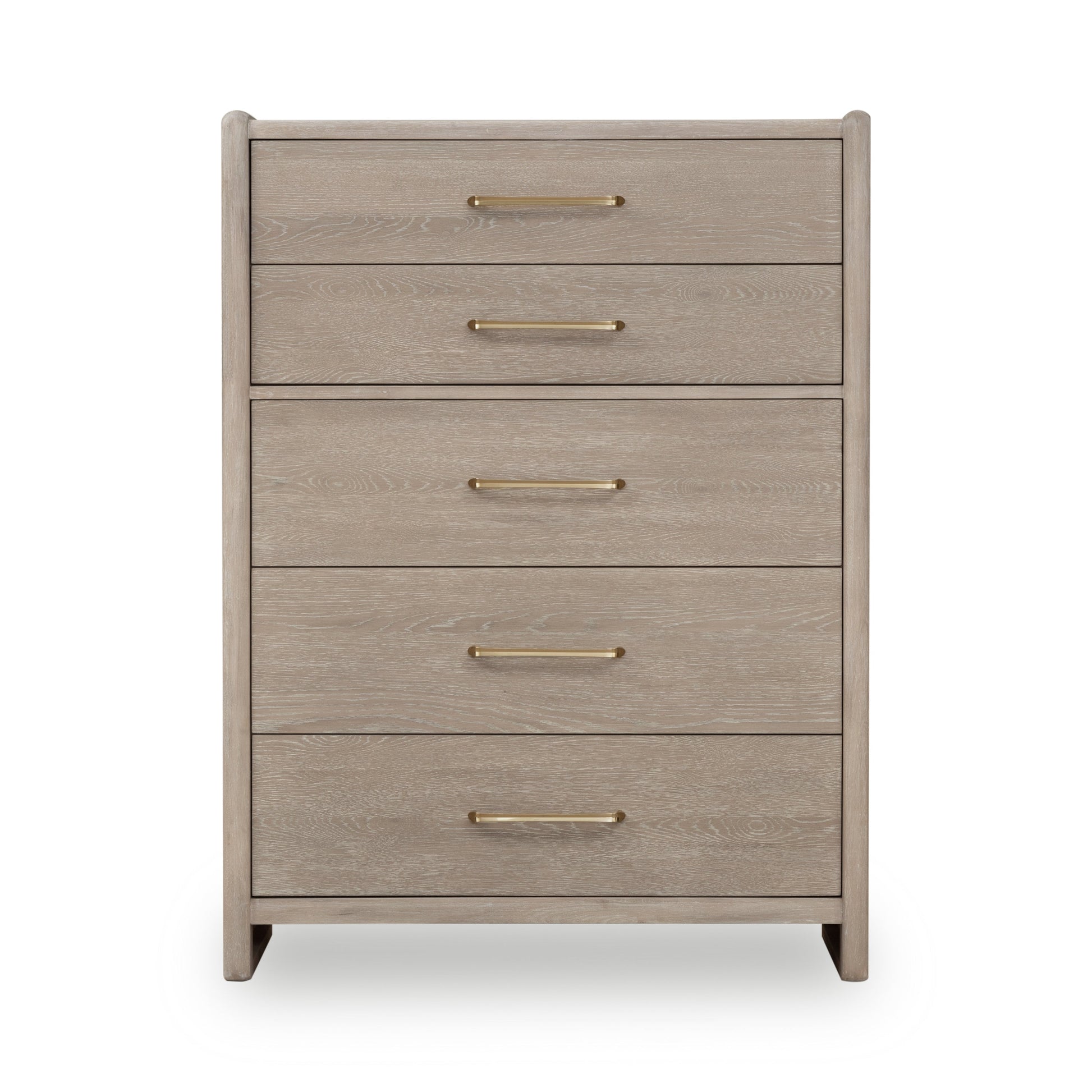 Gardenia Five Drawer Oak Wood Chest in Chai - Ornate Home