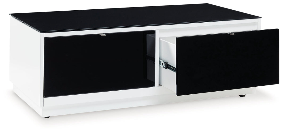 Gardoni White/Black Coffee Table and 2 Chairside End Tables - Ornate Home