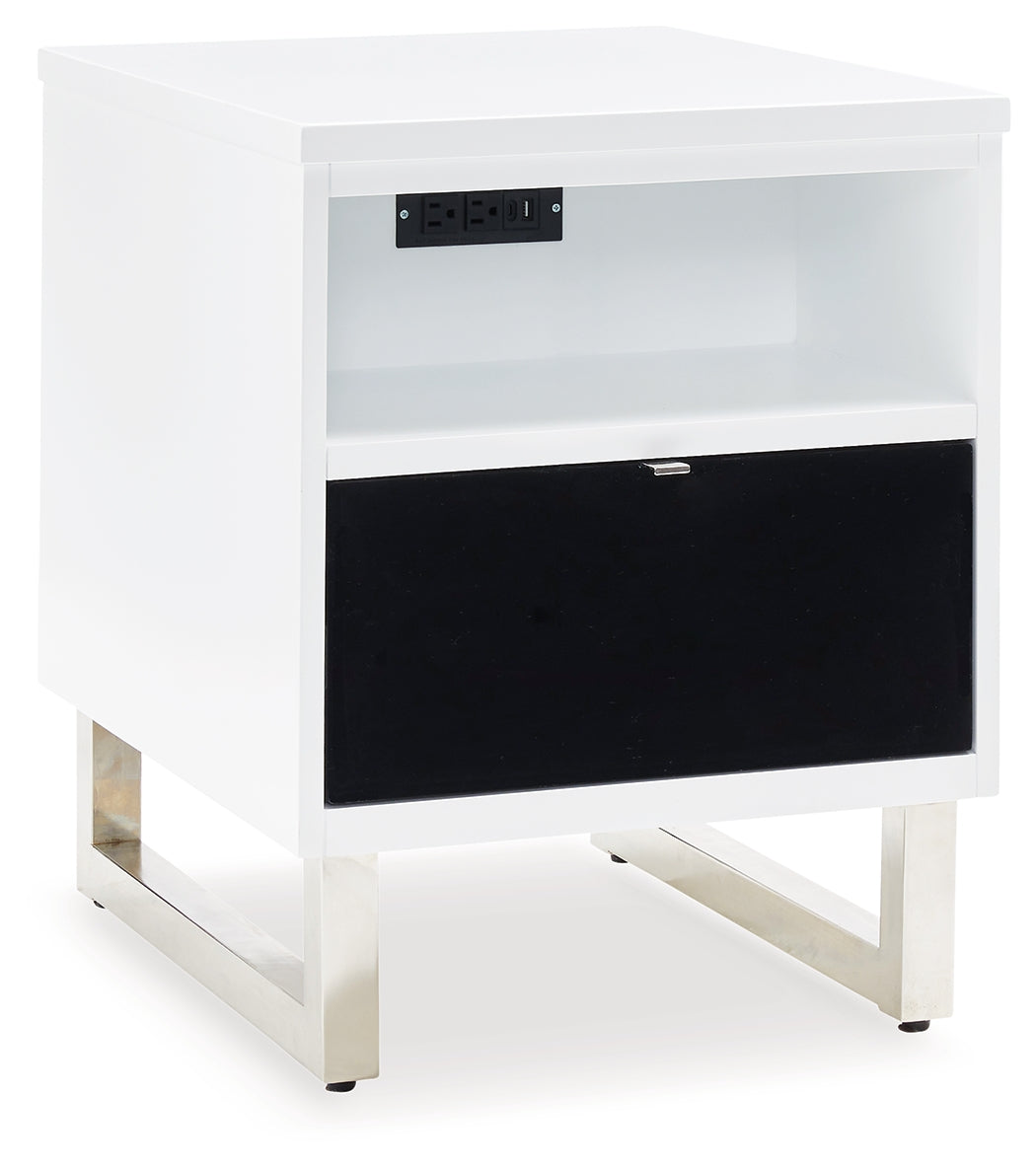 Gardoni White/Black Coffee Table and 2 Chairside End Tables - Ornate Home