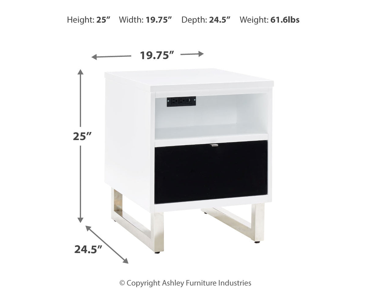 Gardoni White/Black Coffee Table and 2 Chairside End Tables - Ornate Home