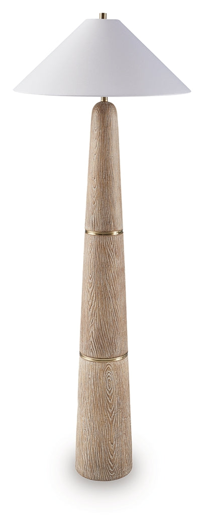 Gasparleigh Brown/Gold Finish Poly Floor Lamp- Viva Furn