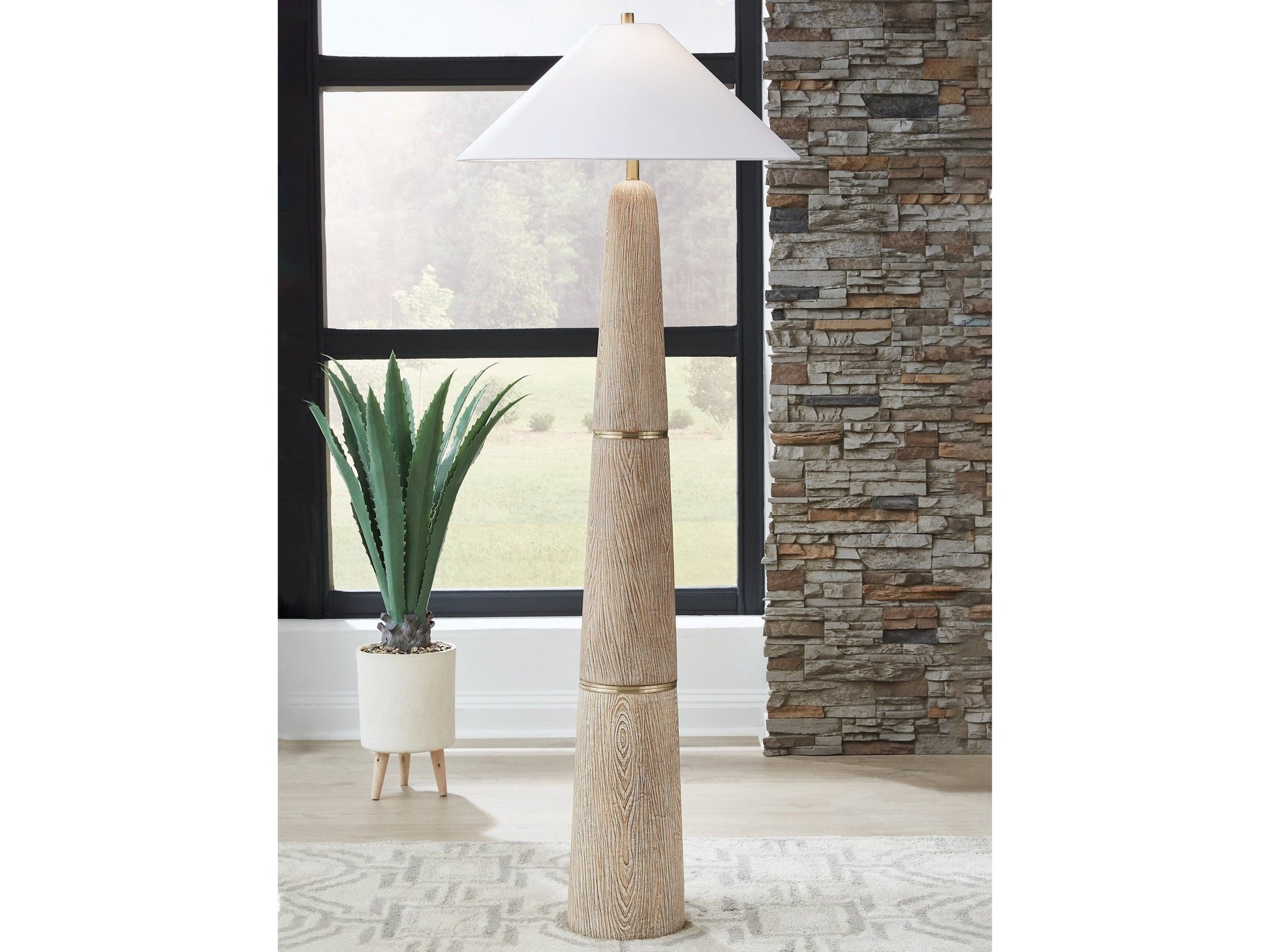 Gasparleigh Brown/Gold Finish Poly Floor Lamp- Viva Furn
