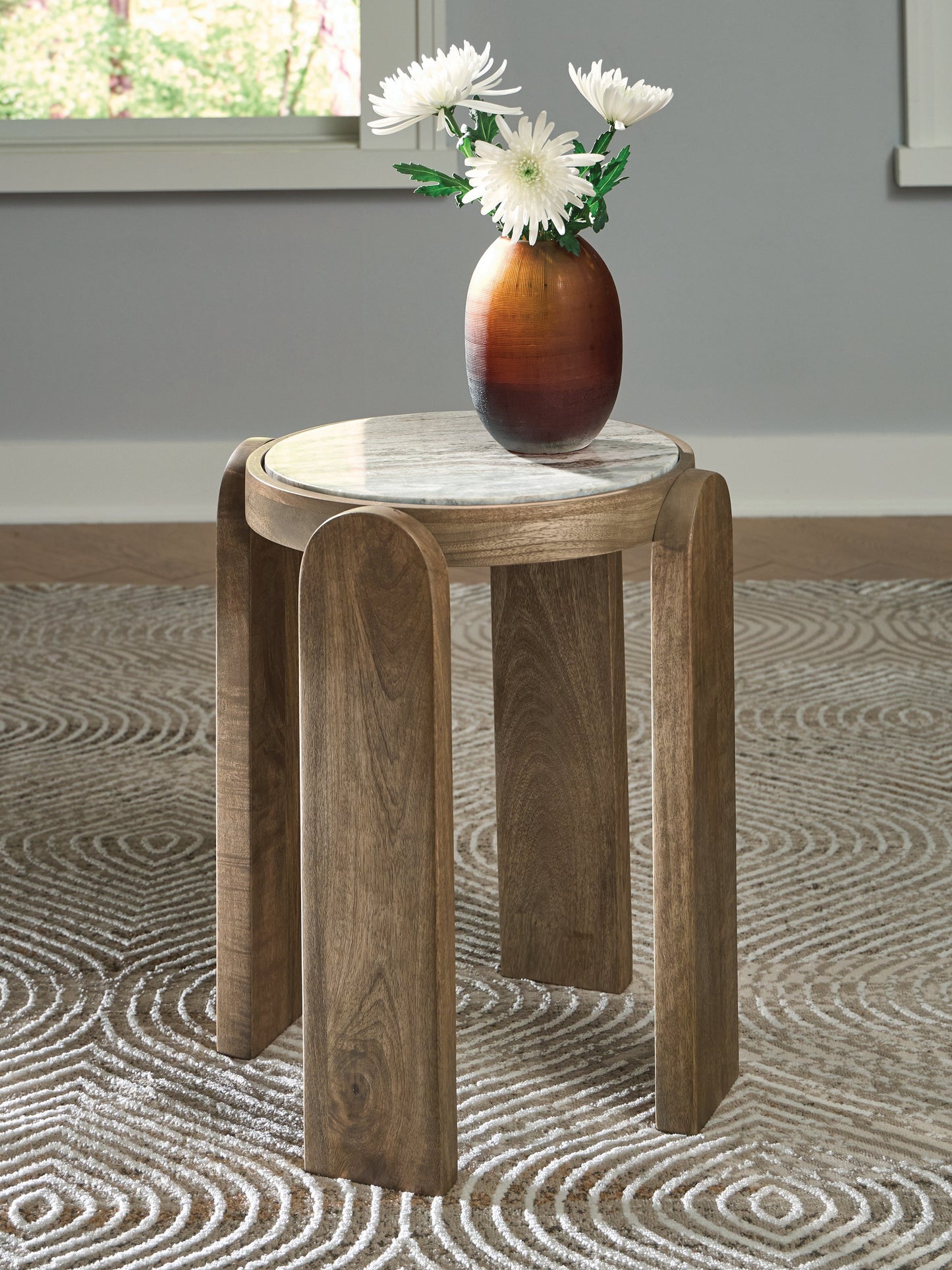 Gavrilley Gray/White/Brown Accent Table- Viva Furn