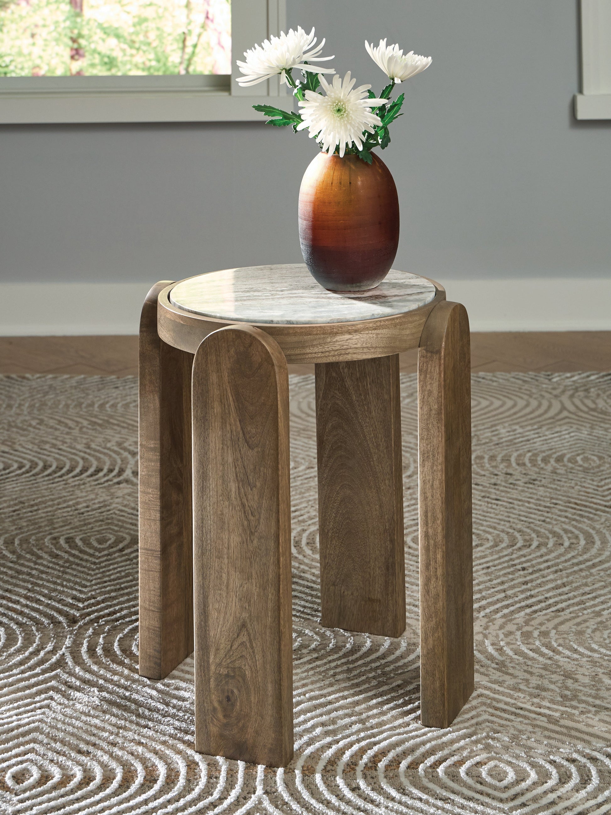 Gavrilley Gray/White/Brown Accent Table- Viva Furn