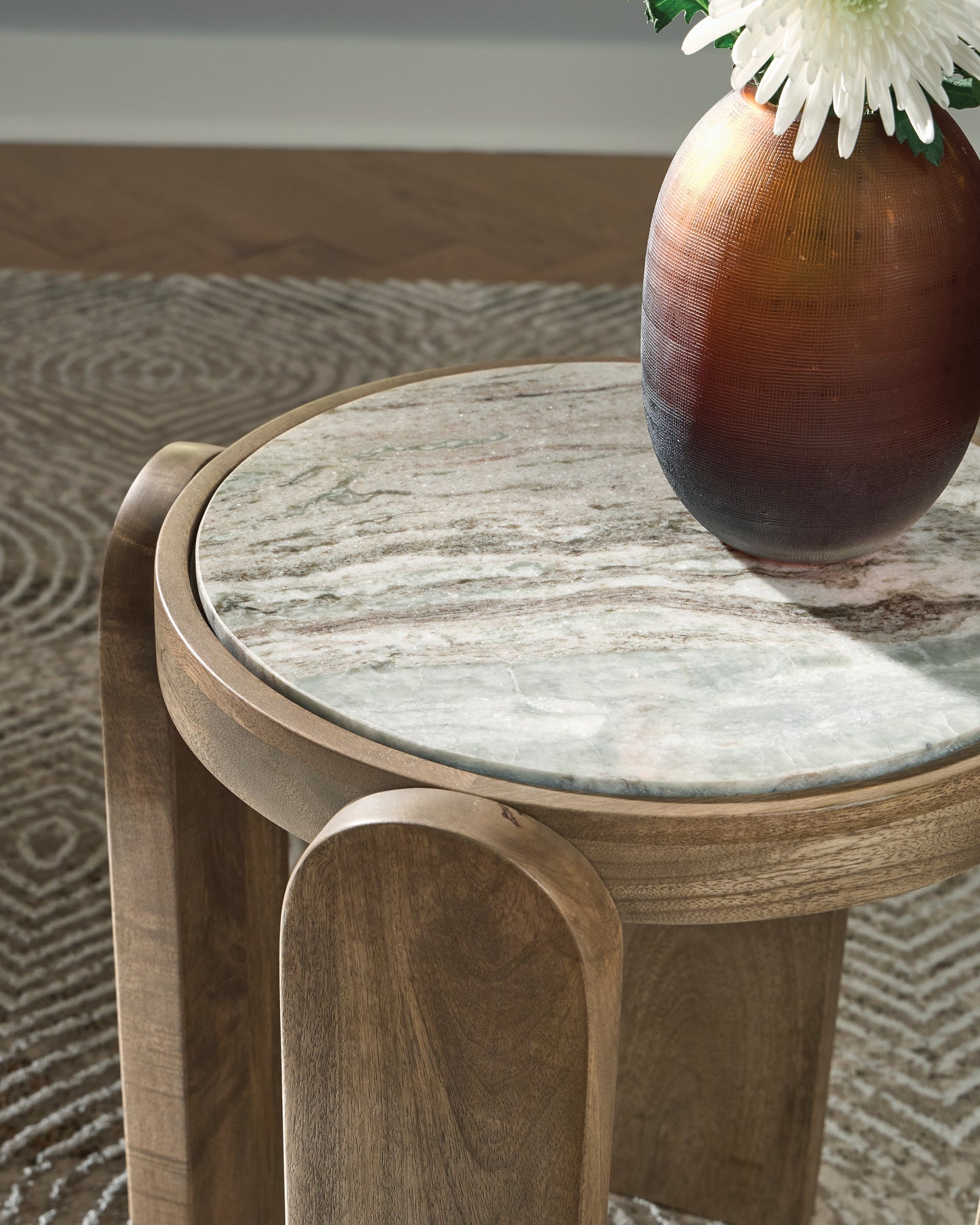 Gavrilley Gray/White/Brown Accent Table- Viva Furn