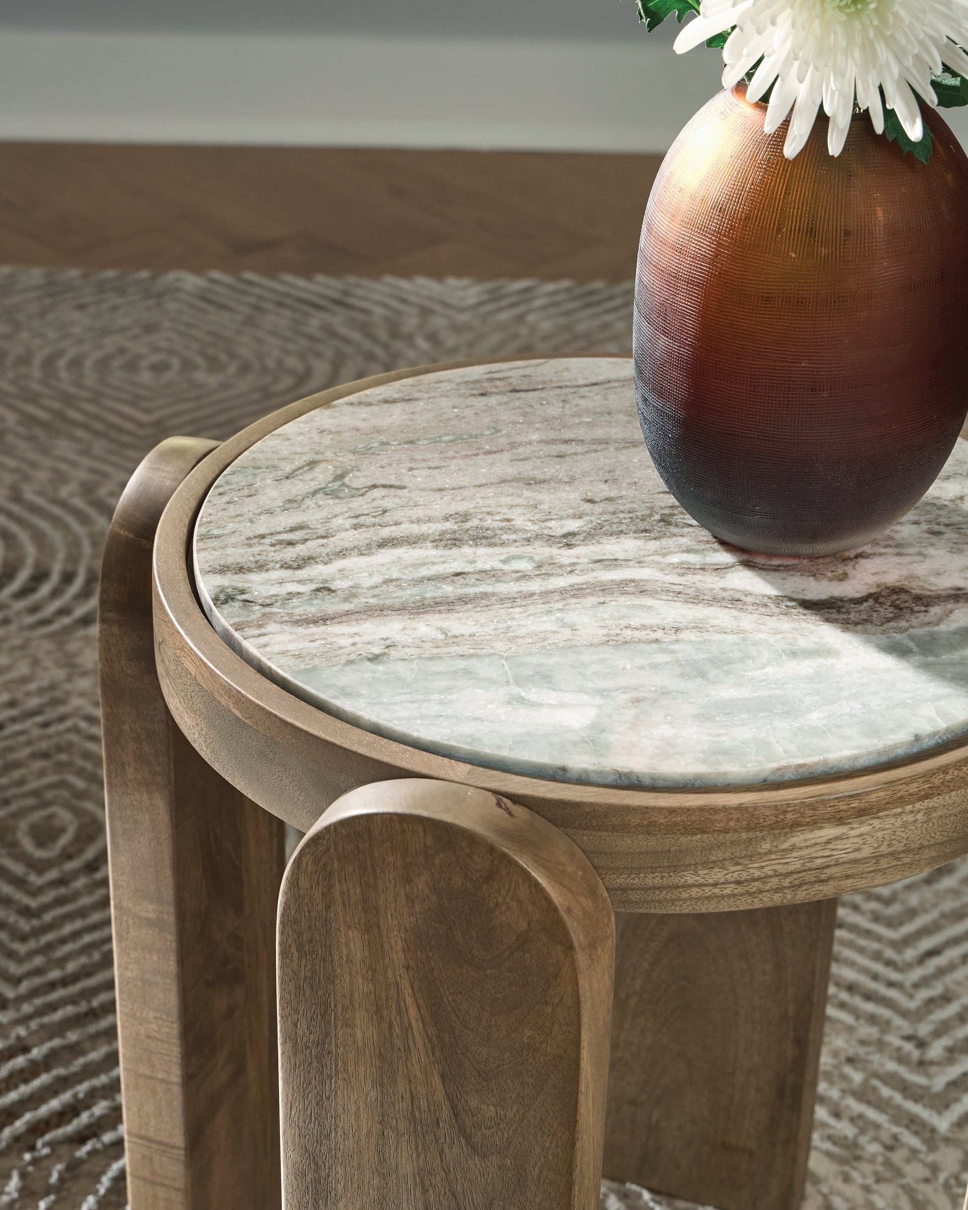 Gavrilley Gray/White/Brown Accent Table- Viva Furn