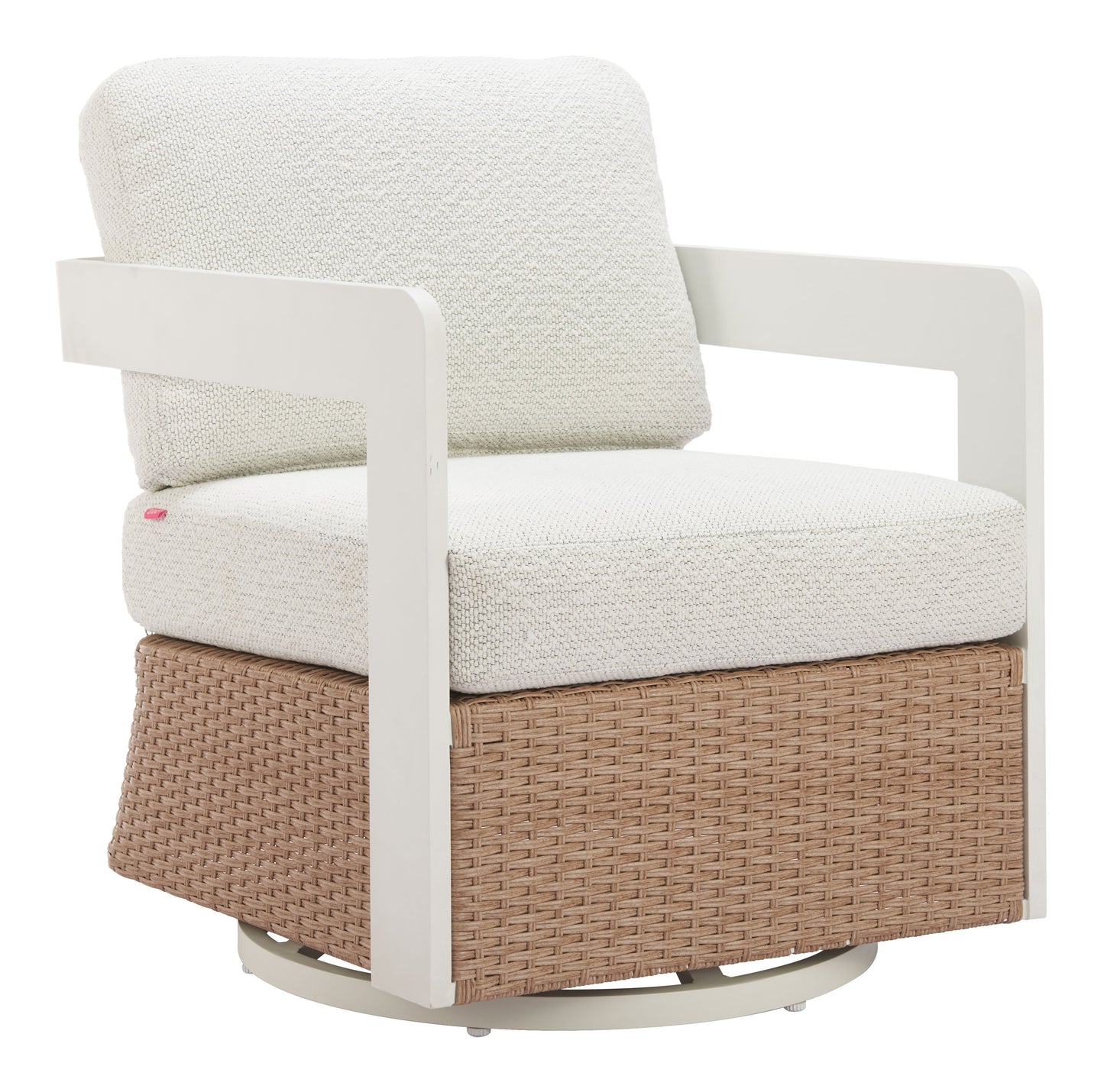 Gelo White & Brown Outdoor Swivel Chair - Ornate Home