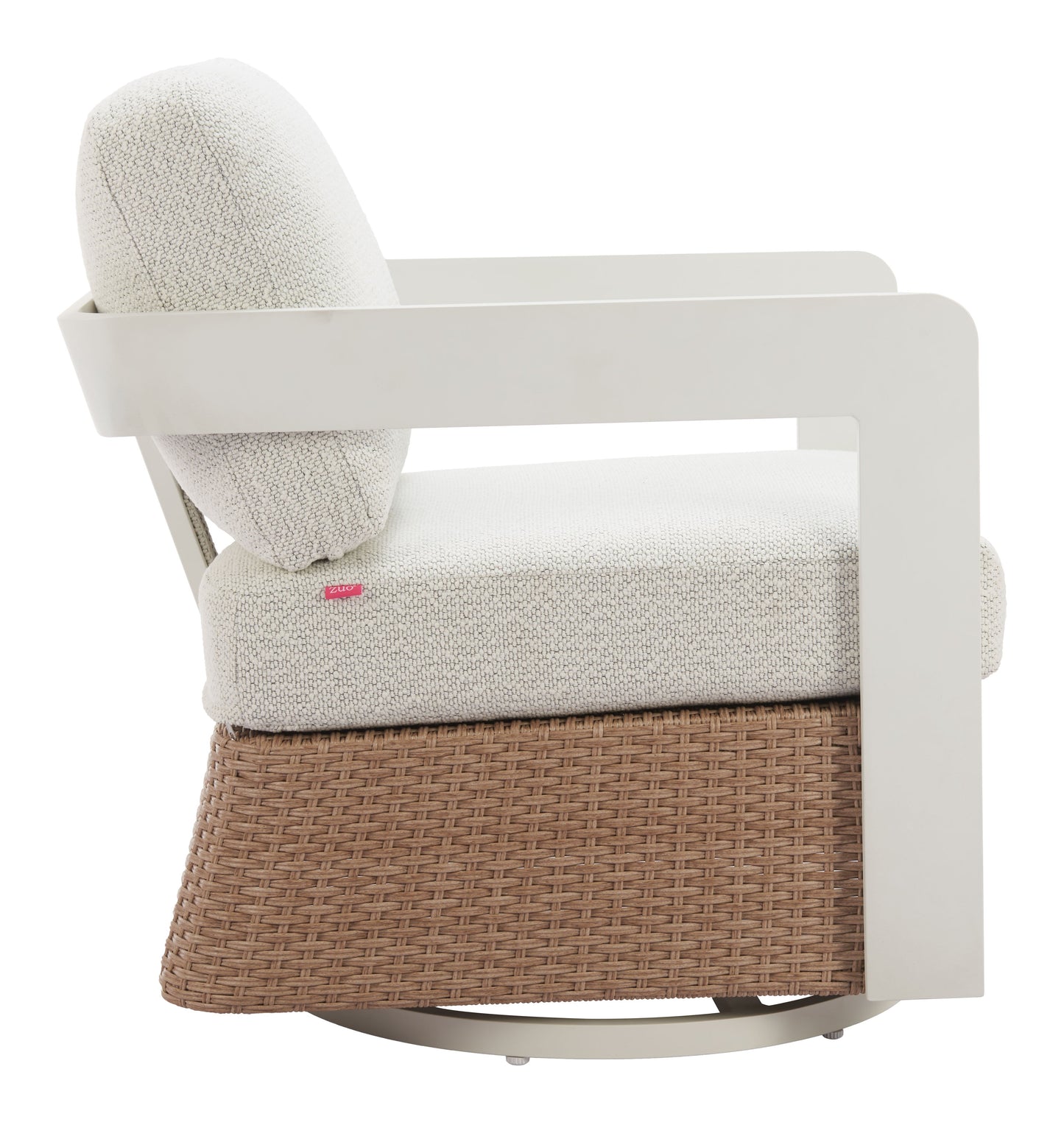 Gelo White & Brown Outdoor Swivel Chair - Ornate Home