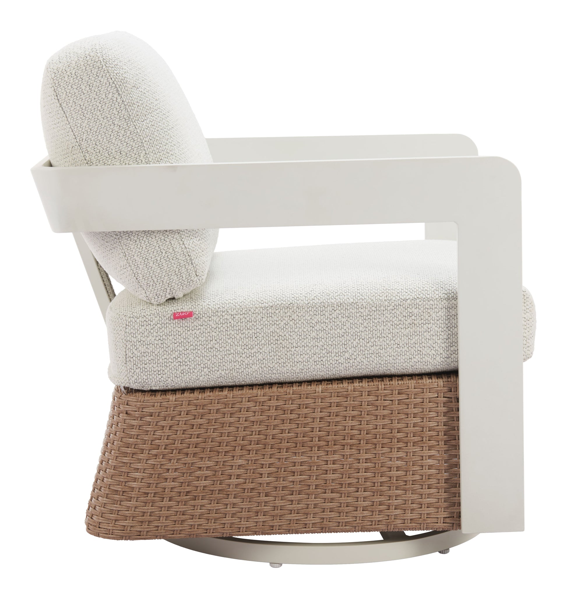 Gelo White & Brown Outdoor Swivel Chair - Ornate Home