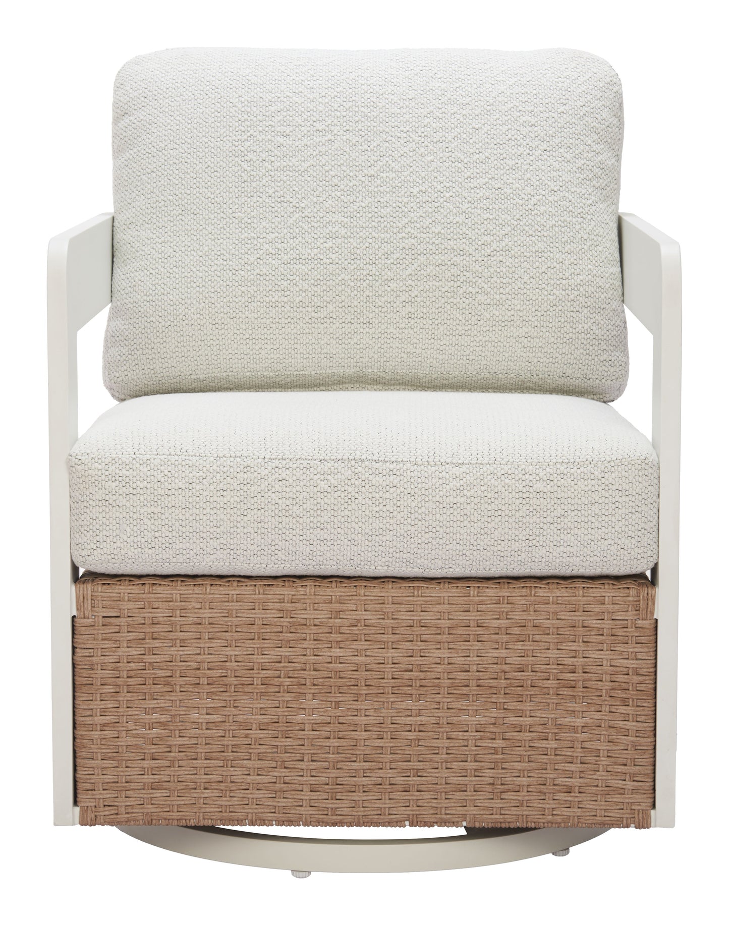 Gelo White & Brown Outdoor Swivel Chair - Ornate Home