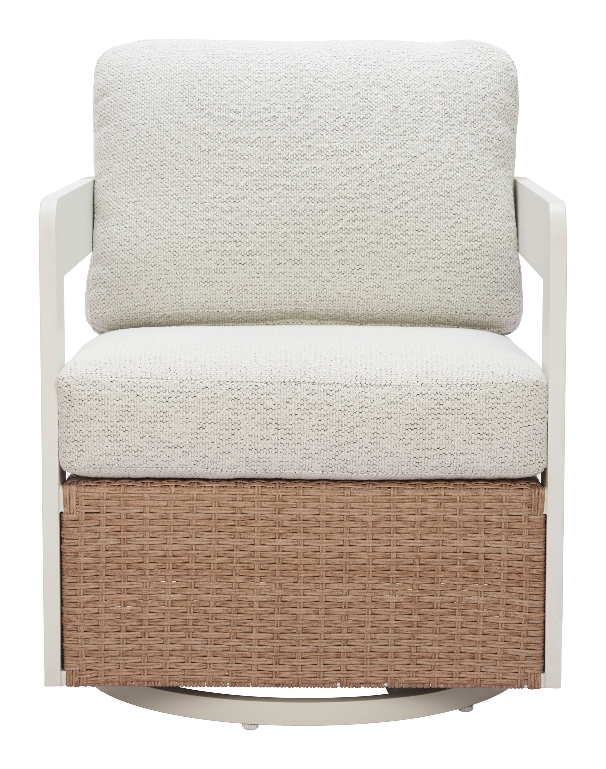 Gelo White & Brown Outdoor Swivel Chair - Ornate Home
