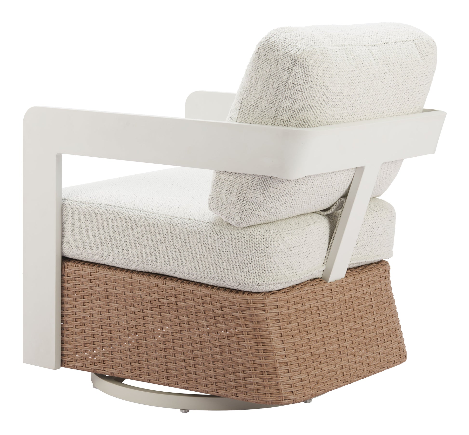 Gelo White & Brown Outdoor Swivel Chair - Ornate Home