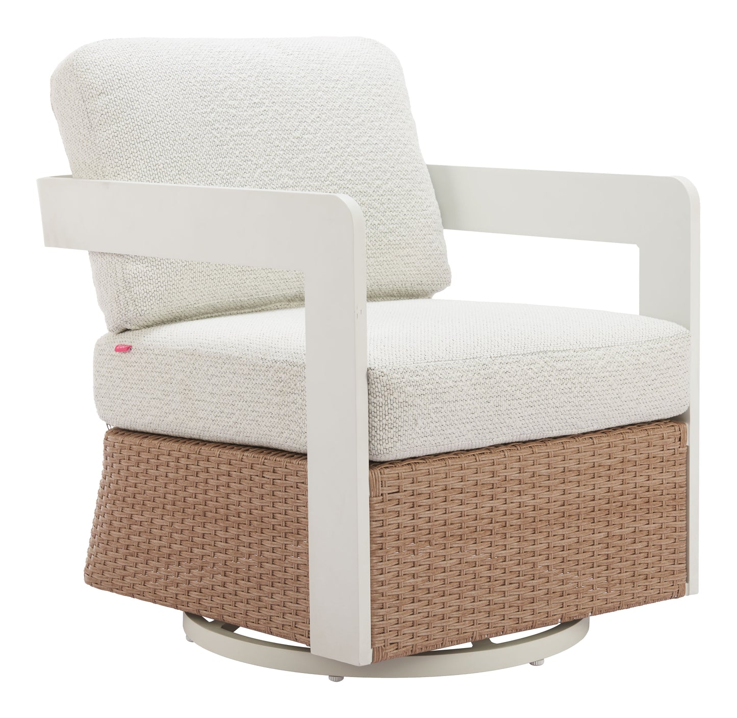 Gelo White & Brown Outdoor Swivel Chair - Ornate Home