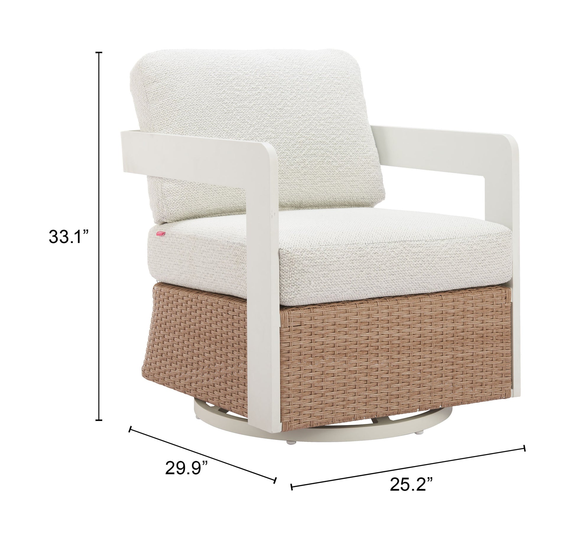 Gelo White & Brown Outdoor Swivel Chair - Ornate Home
