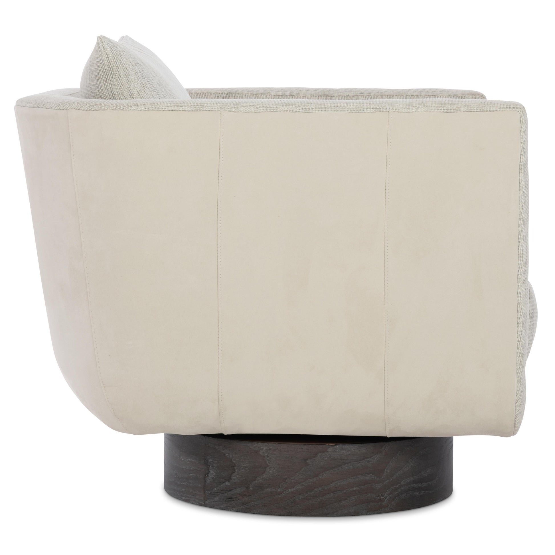 Gemma Portobello/Beige/Grey Leather-Fabric Swivel Chair - Ornate Home