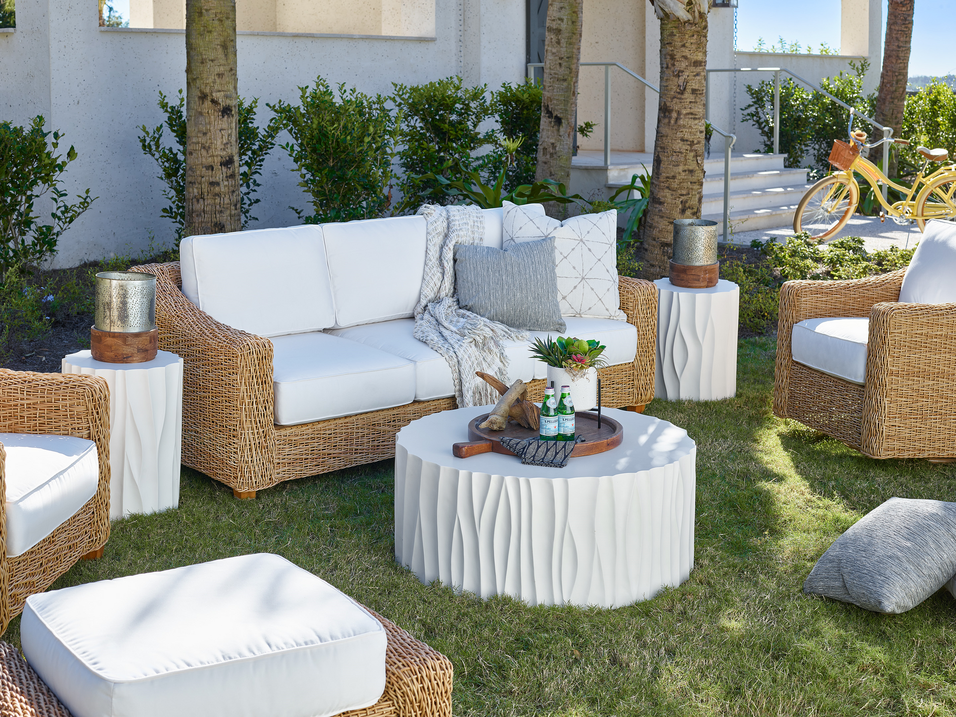 Geneva Cast Abaco White Concrete Cocktail Table - Ornate Home
