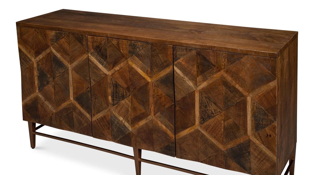 Geo Brown Three Door Sideboard - Ornate Home