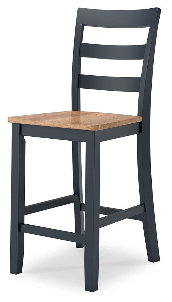 Gesthaven Natural/Blue Counter Height Dining Table and 4 Barstools - Ornate Home