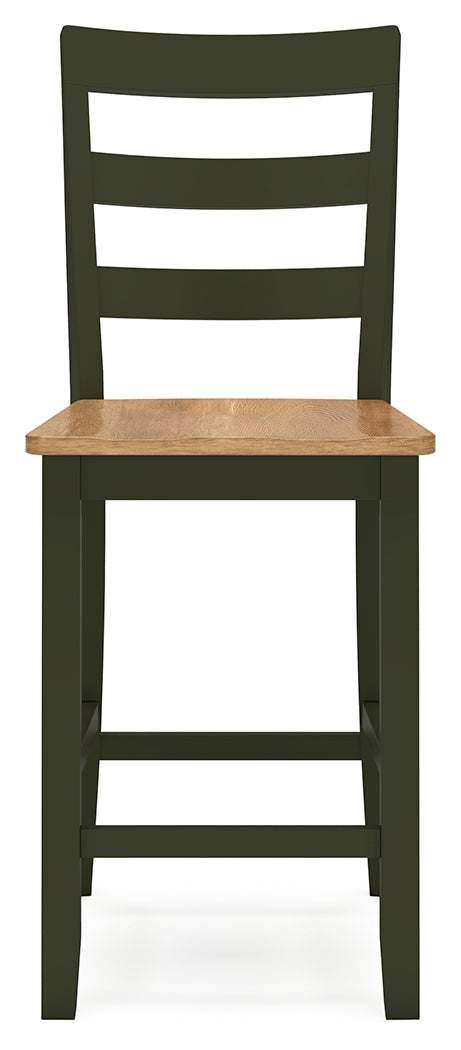 Gesthaven Natural/Green Counter Height Dining Table w/2 Barstools- Viva Furn