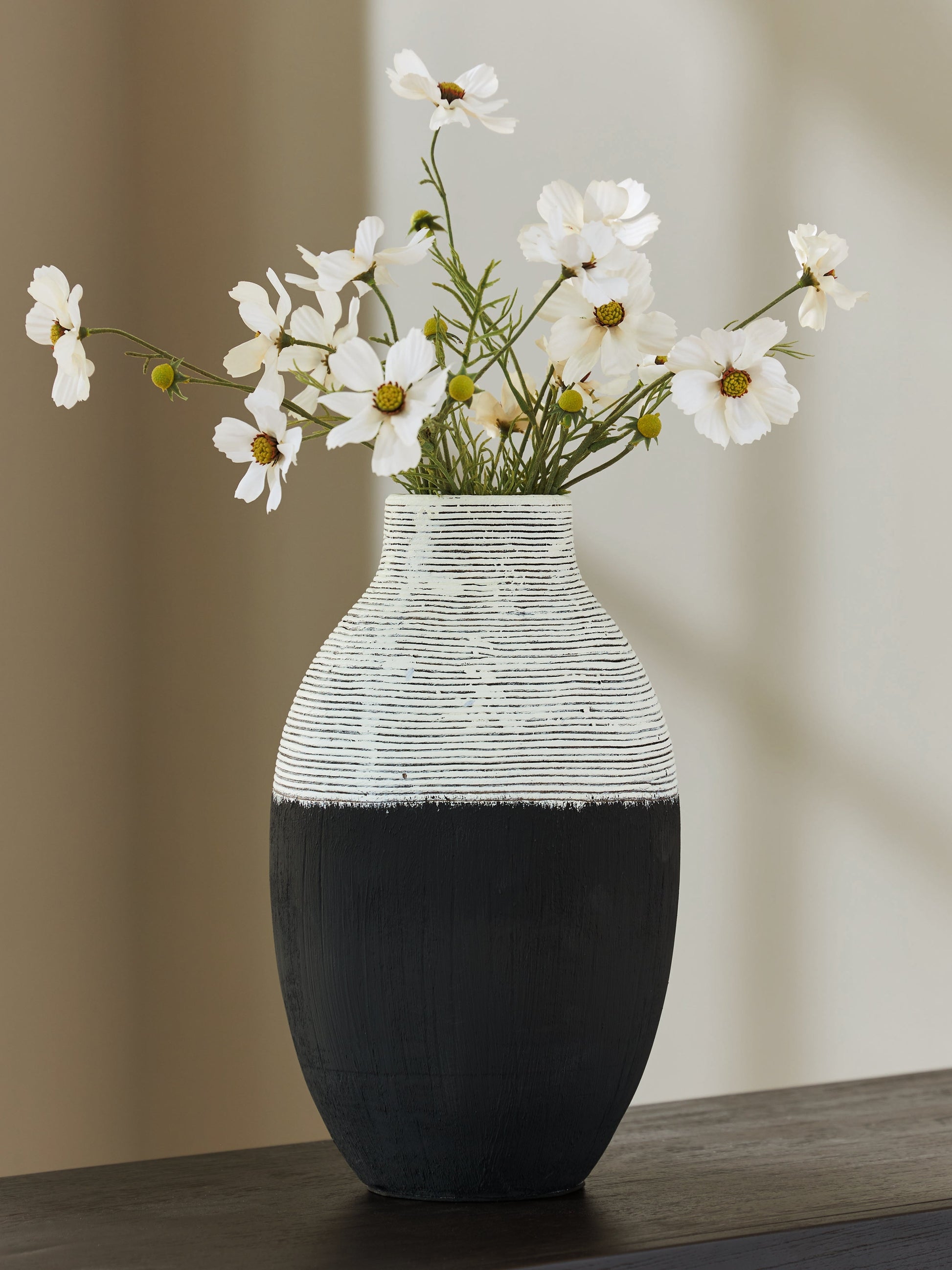 Girtha Antique White/Black Vase (13''H)- Viva Furn