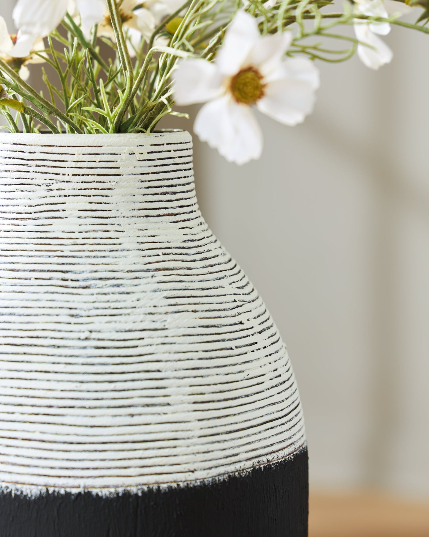 Girtha Antique White/Black Vase (13''H)- Viva Furn