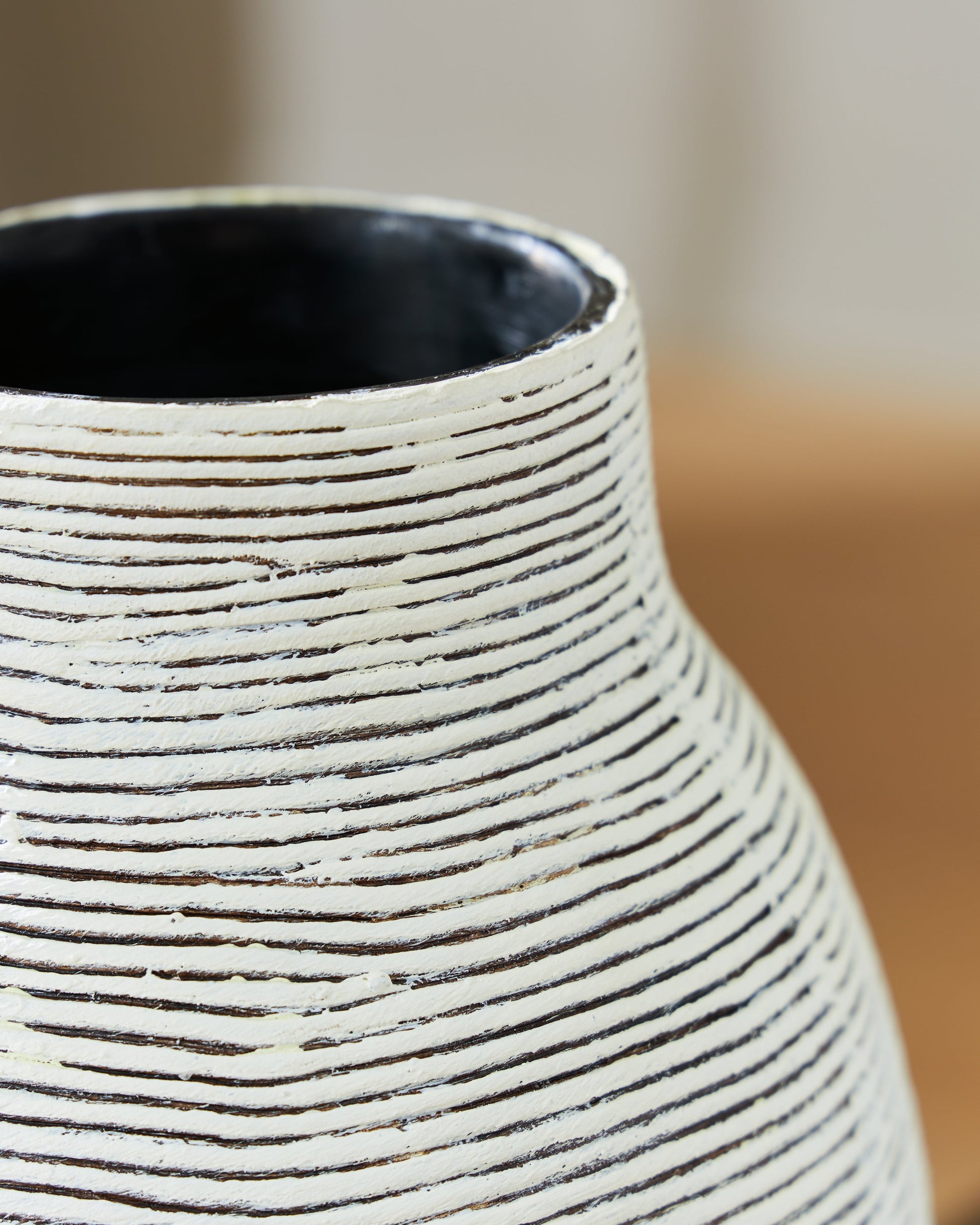 Girtha Antique White/Black Vase (16''H)- Viva Furn