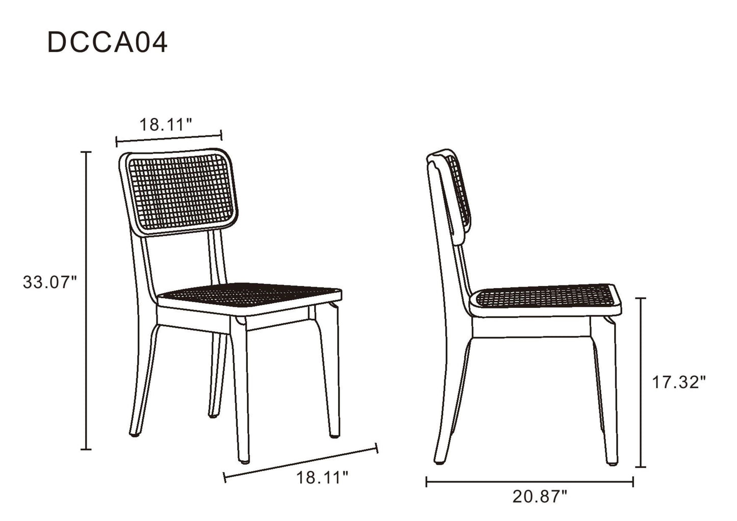 Giverny Dining Chair in Black and Natural Cane (set of 4) - Ornate Home
