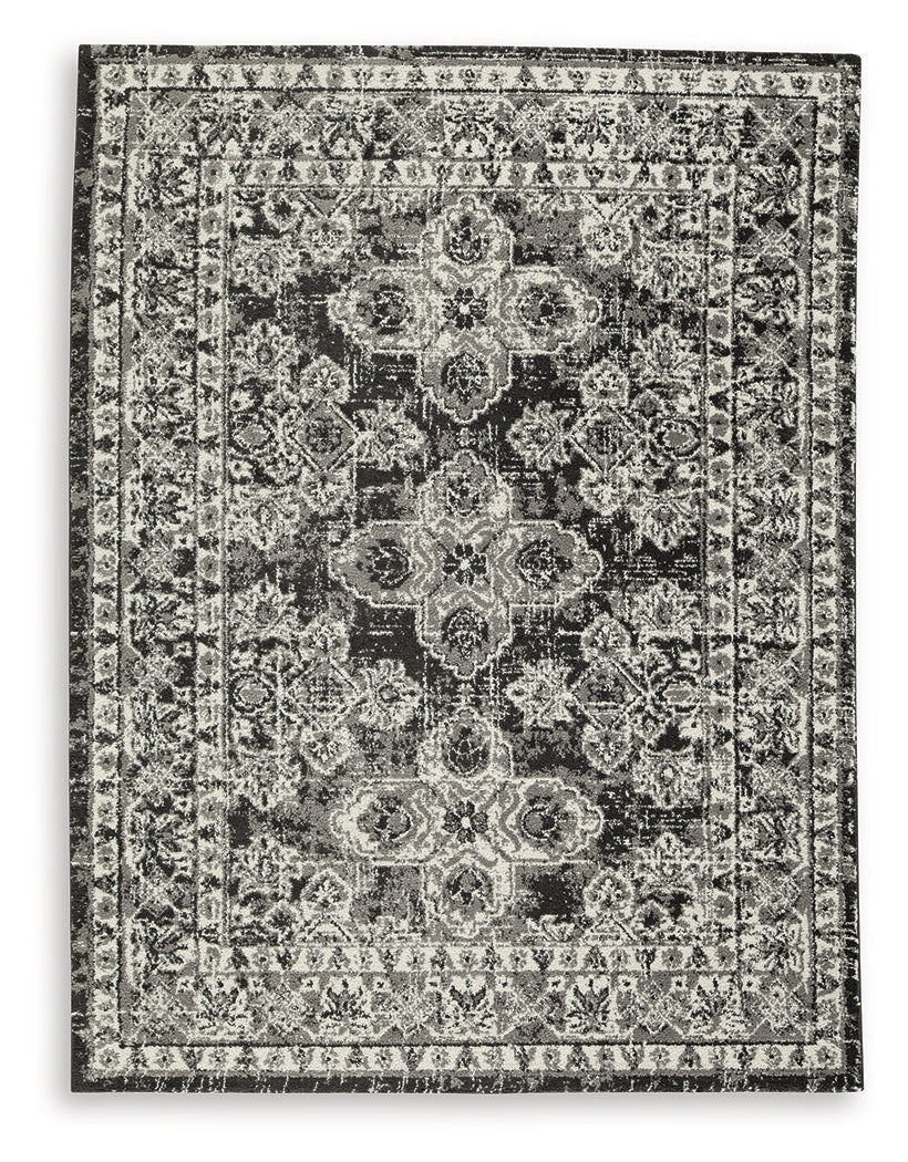 Glennisman Black/Gray/Ivory Large Rug- Viva Furn