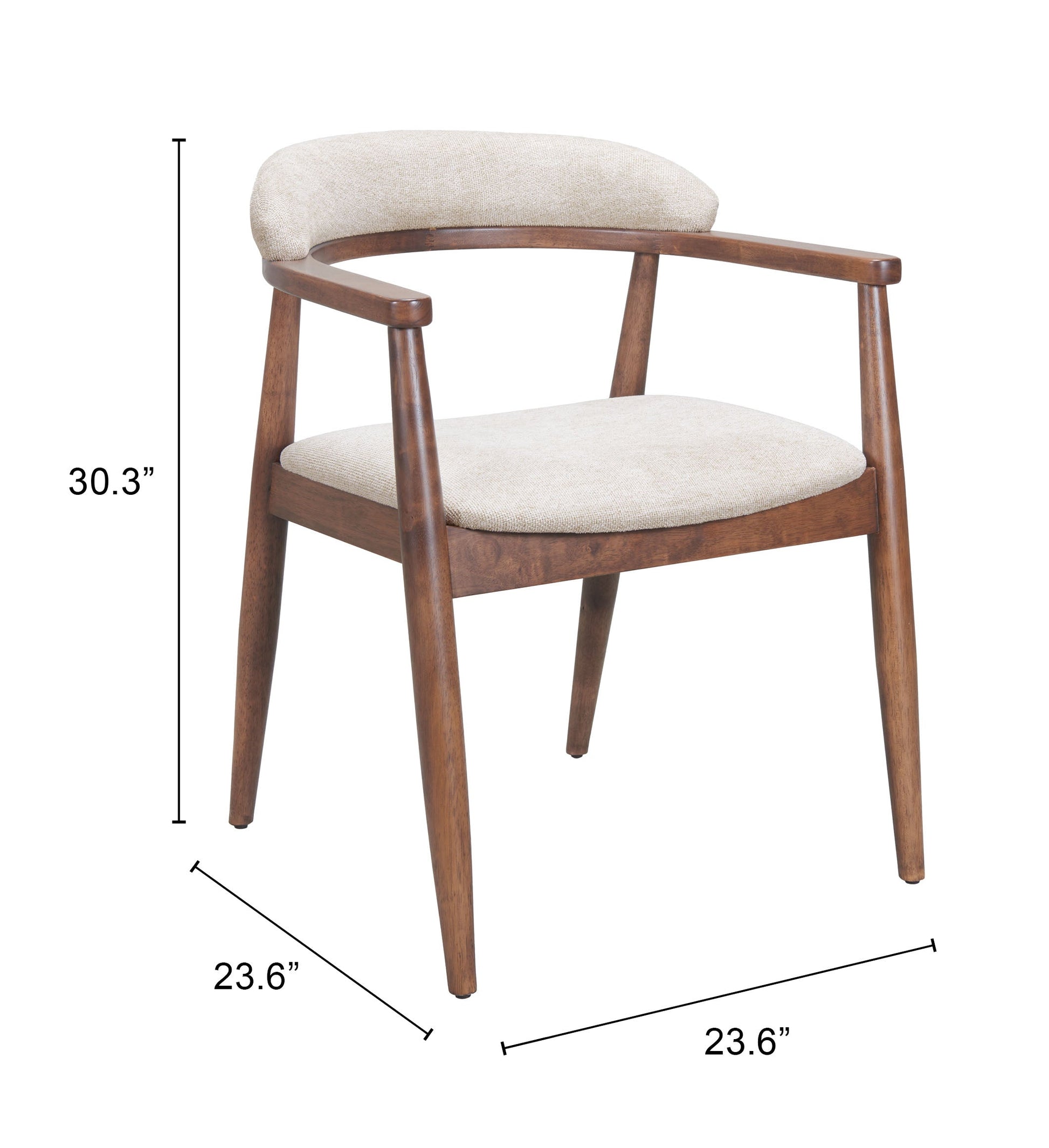 Goka Beige & Walnut Dining Chair - Ornate Home