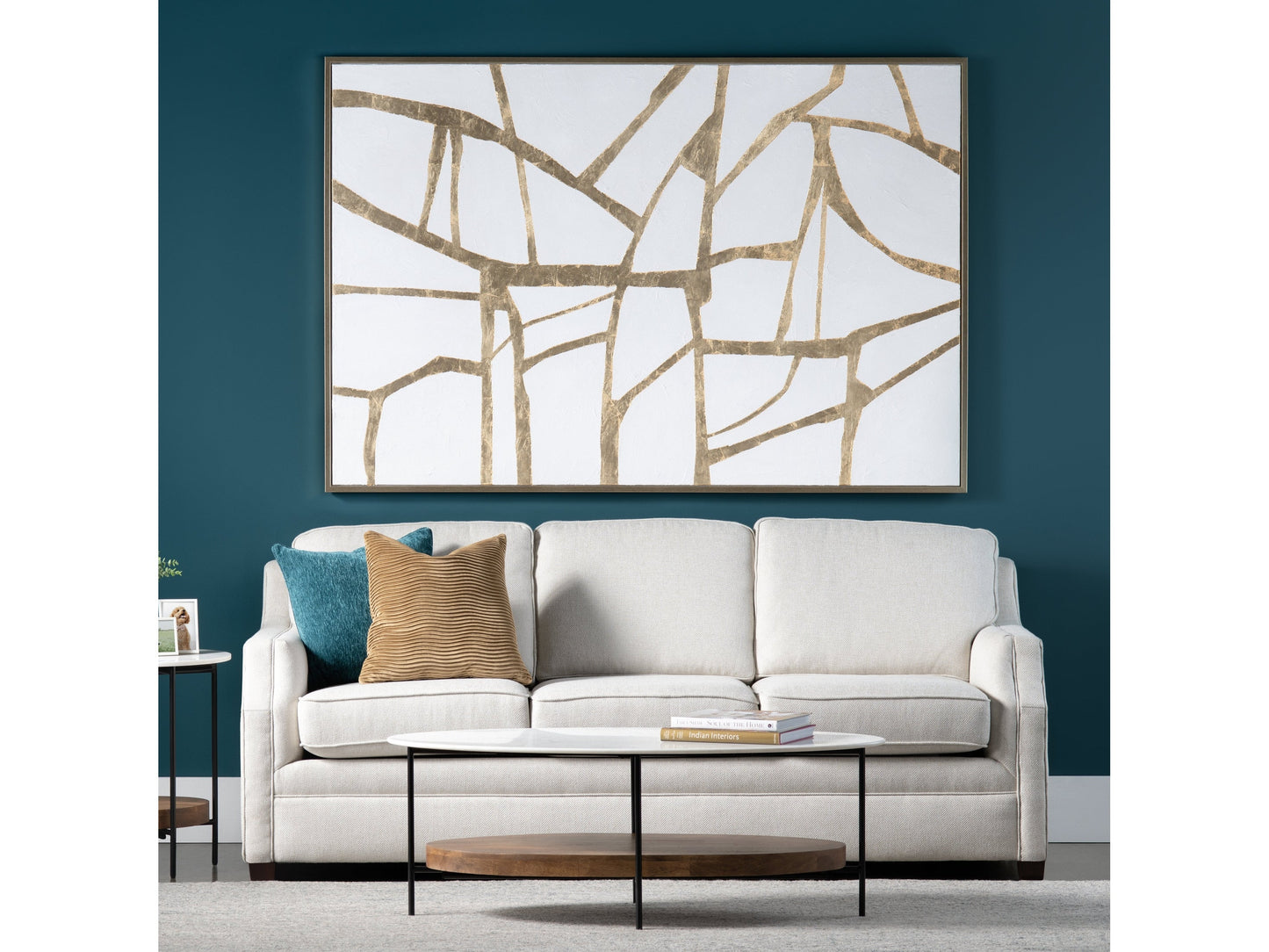 Gold Lines Gold/White Canvas - Ornate Home