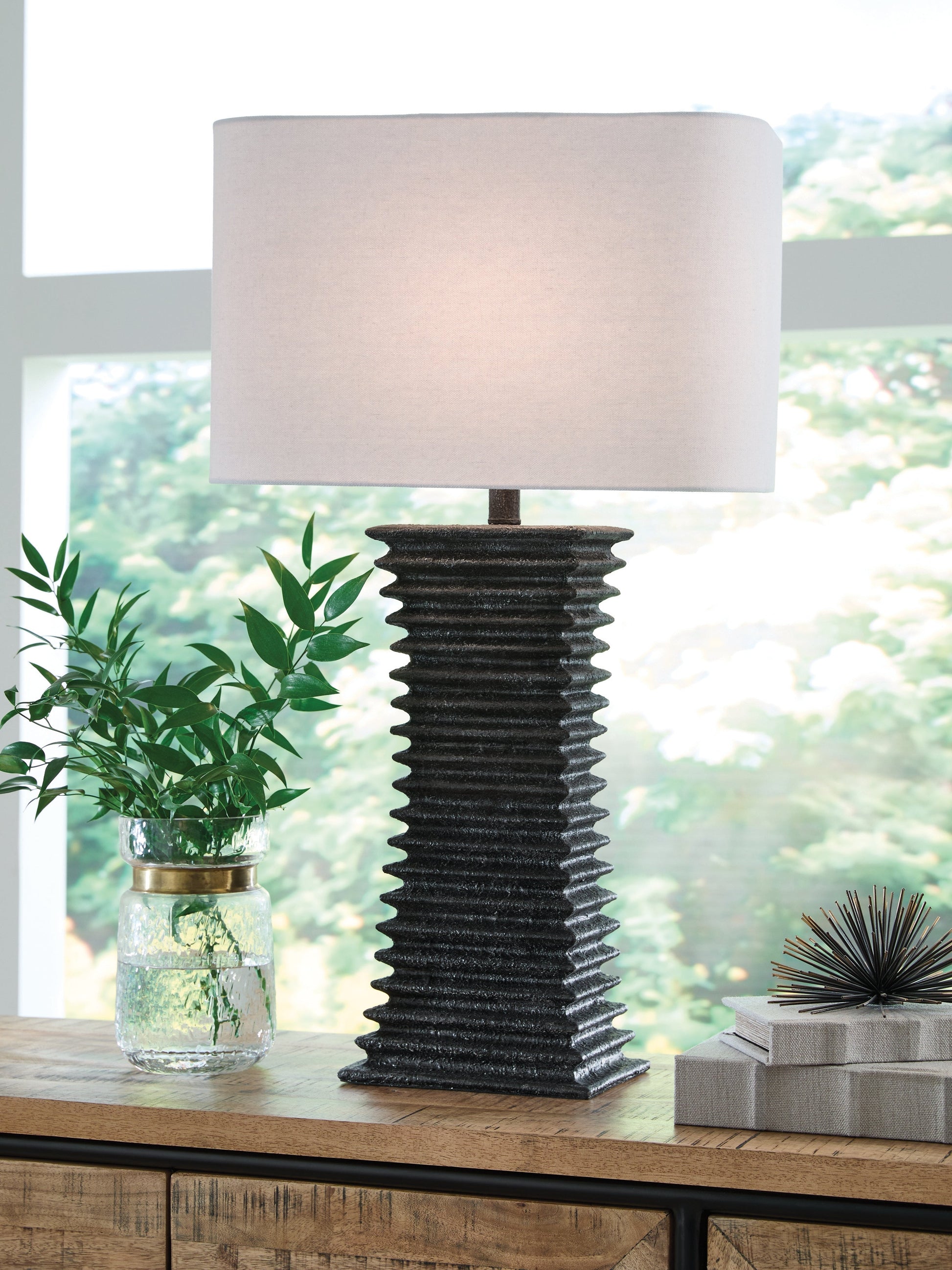 Golzar Black Table Lamp- Viva Furn