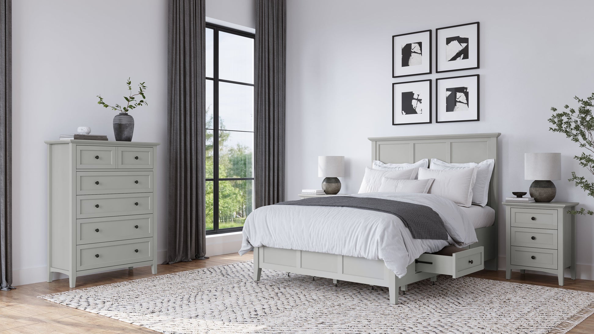 Grace Five Drawer Chest in Elephant Gray - Ornate Home