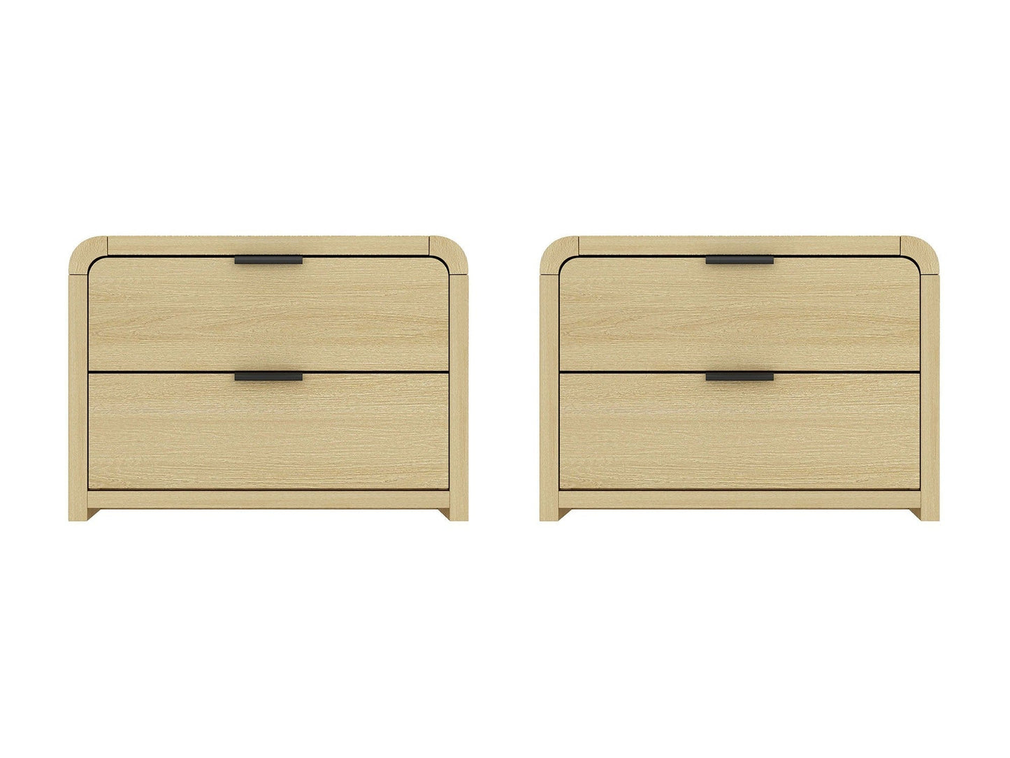 Grace Nightstand in Natural Oak and Black (set of 2) - Ornate Home