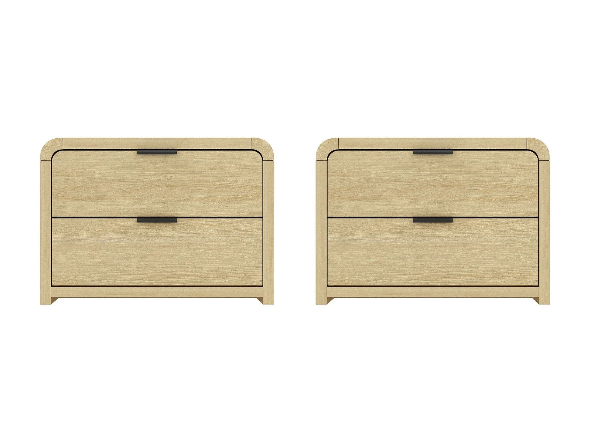 Grace Nightstand in Natural Oak and Black (set of 2) - Ornate Home