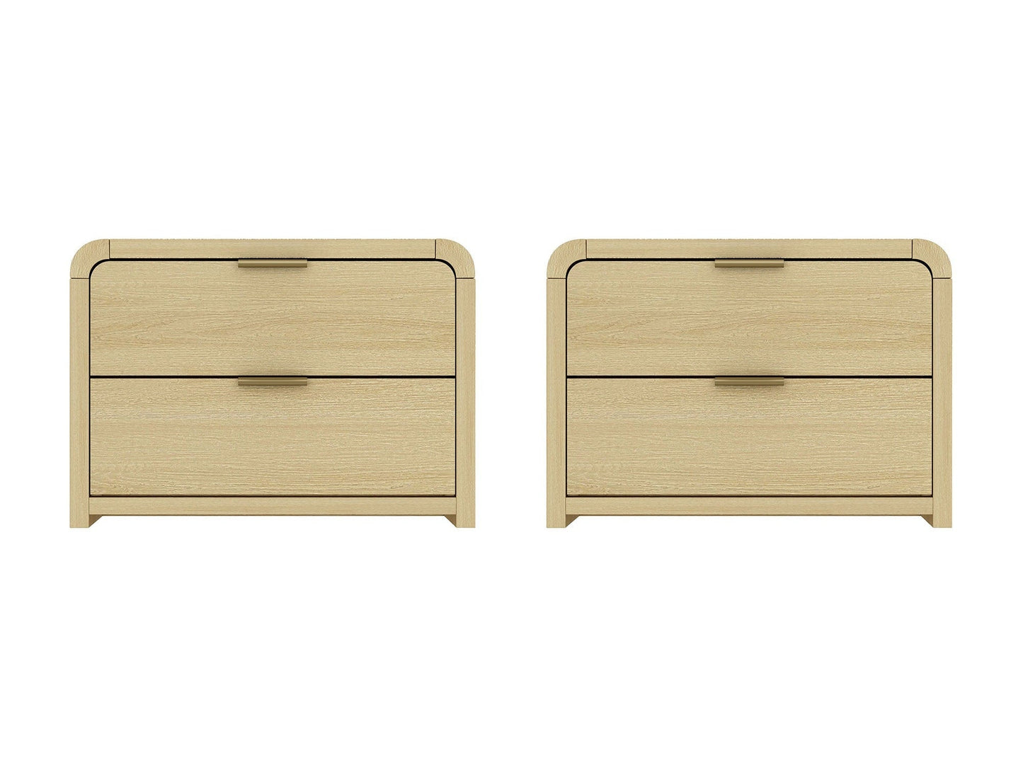 Grace Nightstand in Natural Oak and Gold (set of 2) - Ornate Home