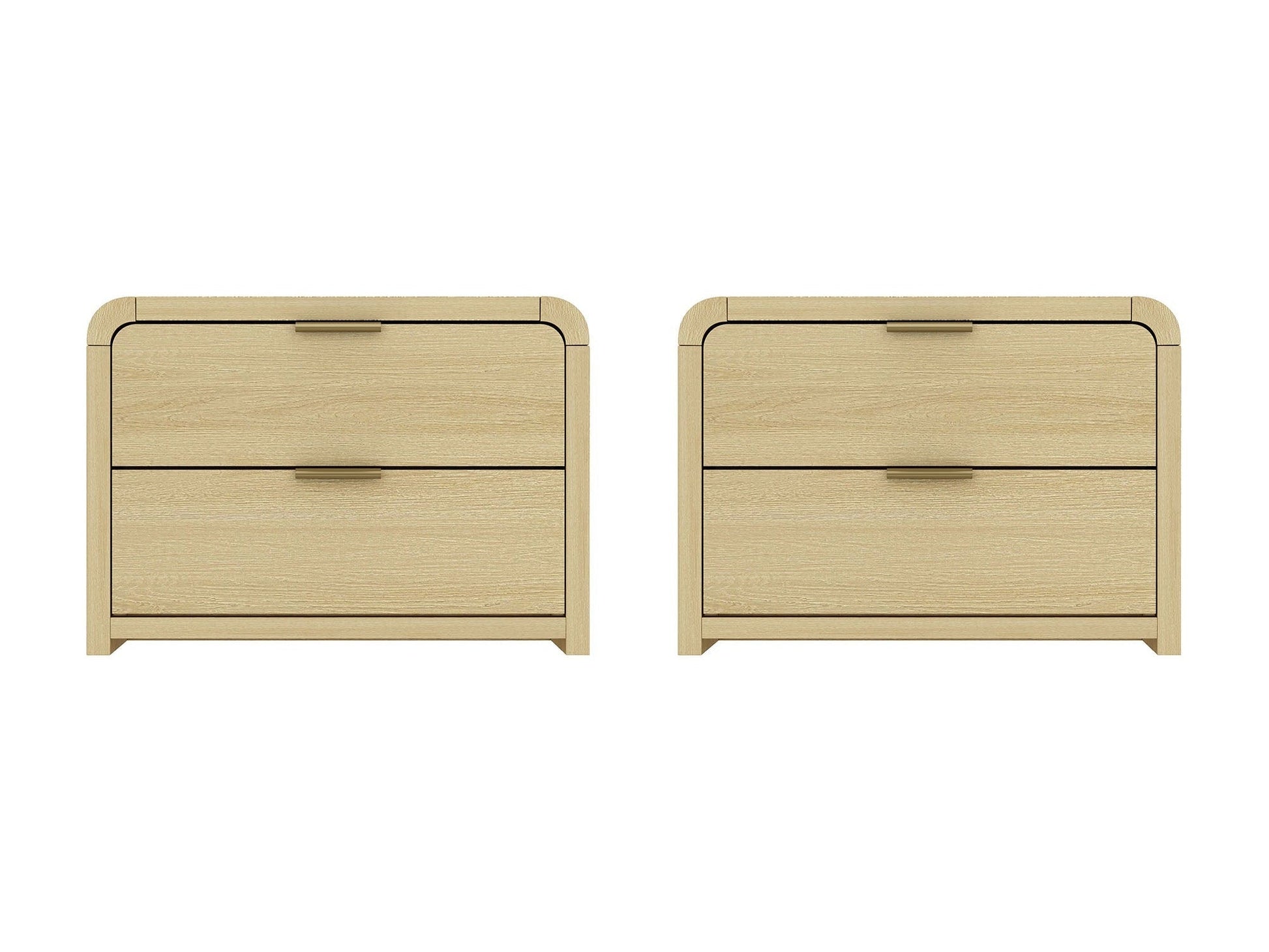 Grace Nightstand in Natural Oak and Gold (set of 2) - Ornate Home