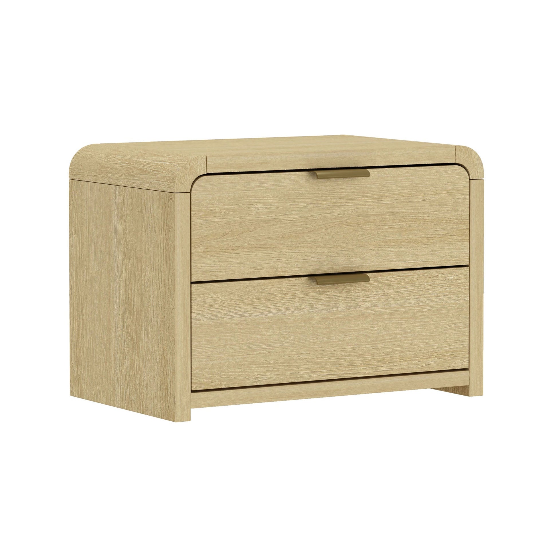 Grace Nightstand in Natural Oak and Gold (set of 2) - Ornate Home