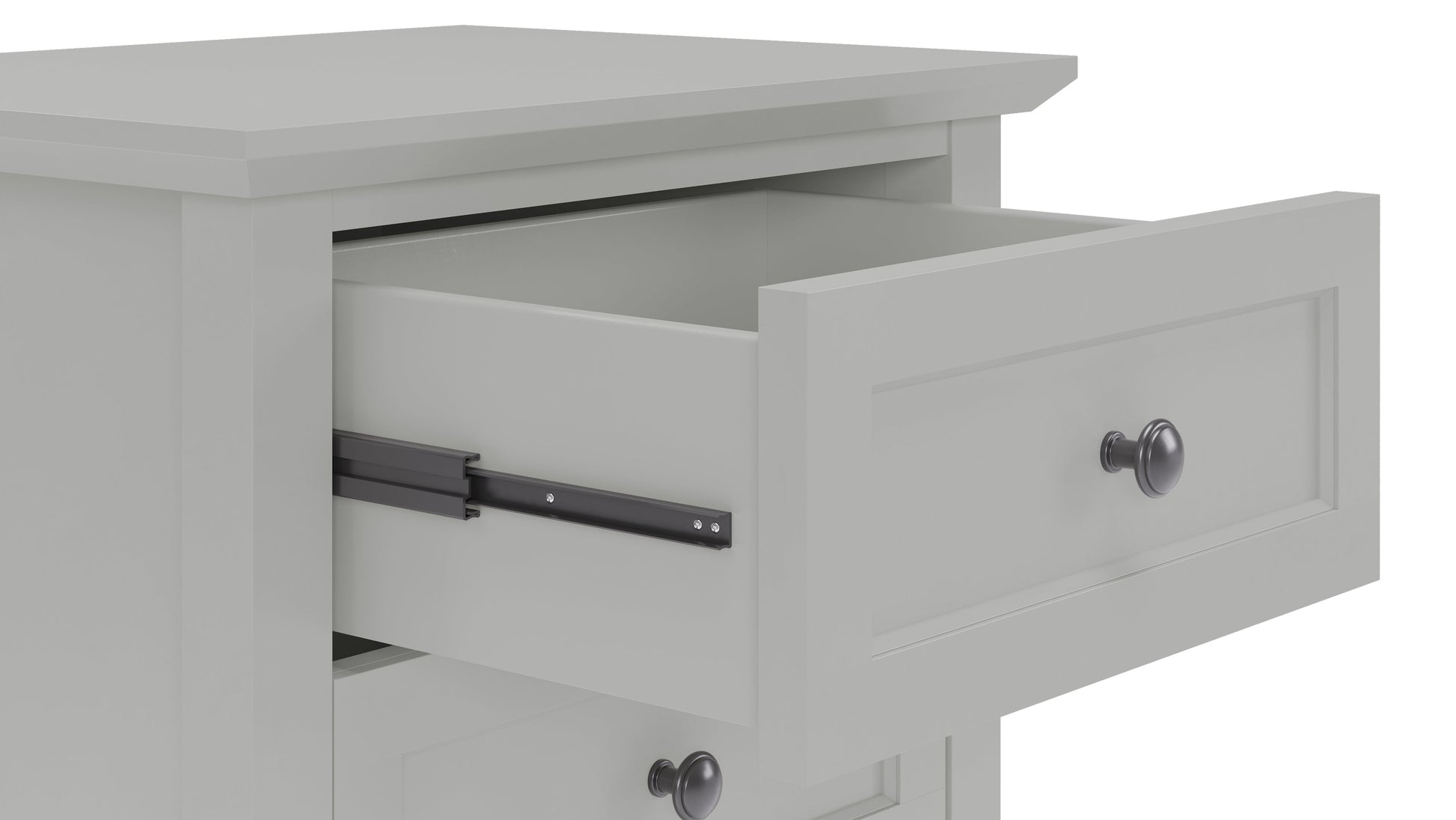 Grace Three Drawer Nightstand in Elephant Grey - Ornate Home