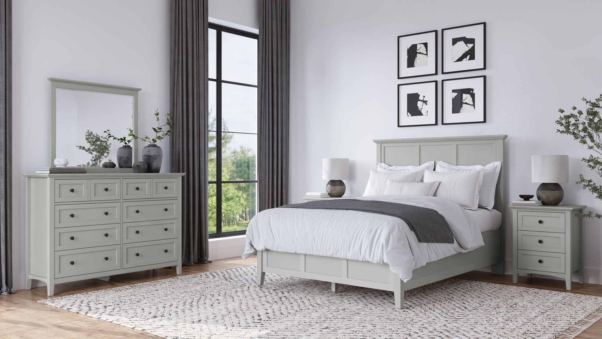 Grace Three Drawer Nightstand in Elephant Grey - Ornate Home