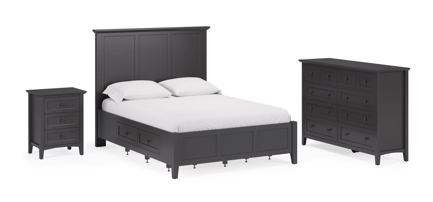Grace Three Drawer Nightstand in Raven Black - Ornate Home