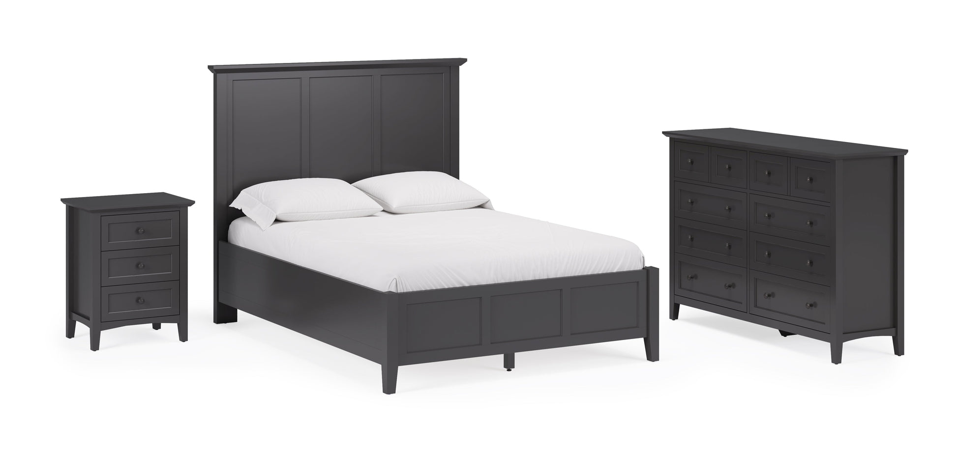 Grace Three Drawer Nightstand in Raven Black - Ornate Home