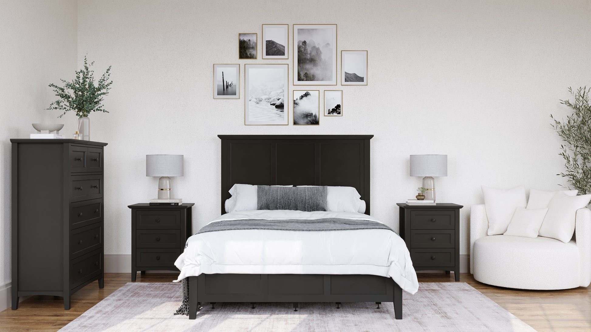 Grace Three Drawer Nightstand in Raven Black - Ornate Home