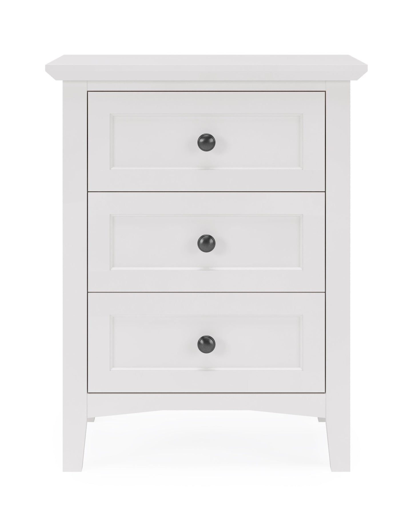 Grace Three Drawer Nightstand in Snowfall White - Ornate Home