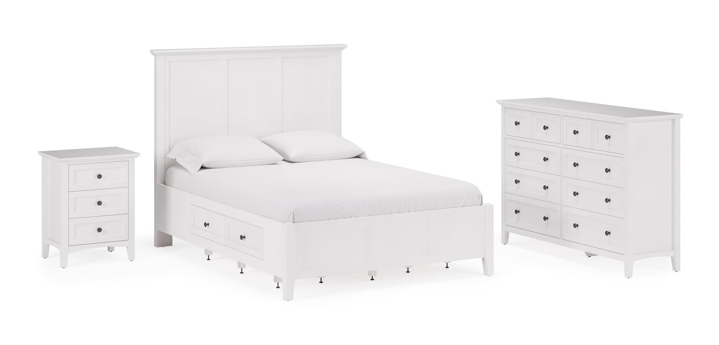 Grace Three Drawer Nightstand in Snowfall White - Ornate Home