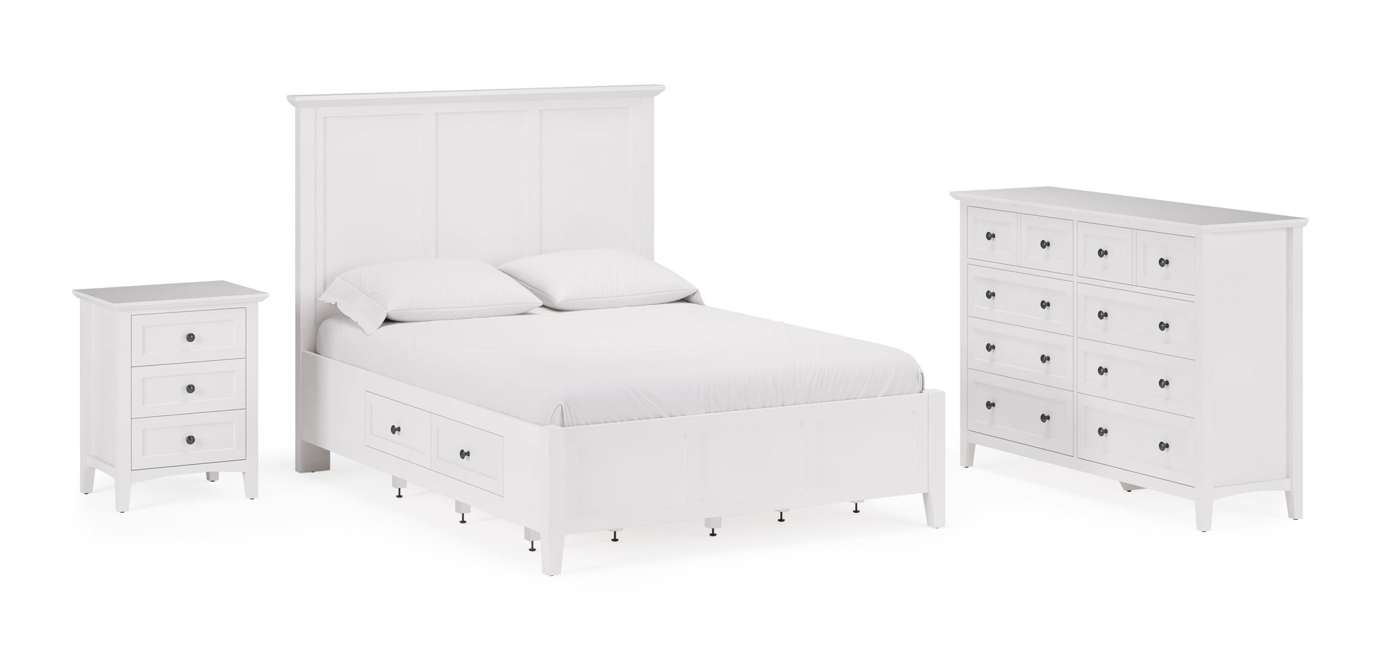 Grace Three Drawer Nightstand in Snowfall White - Ornate Home