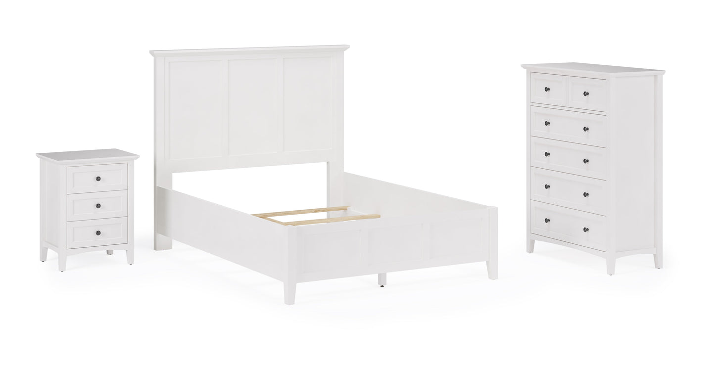 Grace Three Drawer Nightstand in Snowfall White - Ornate Home