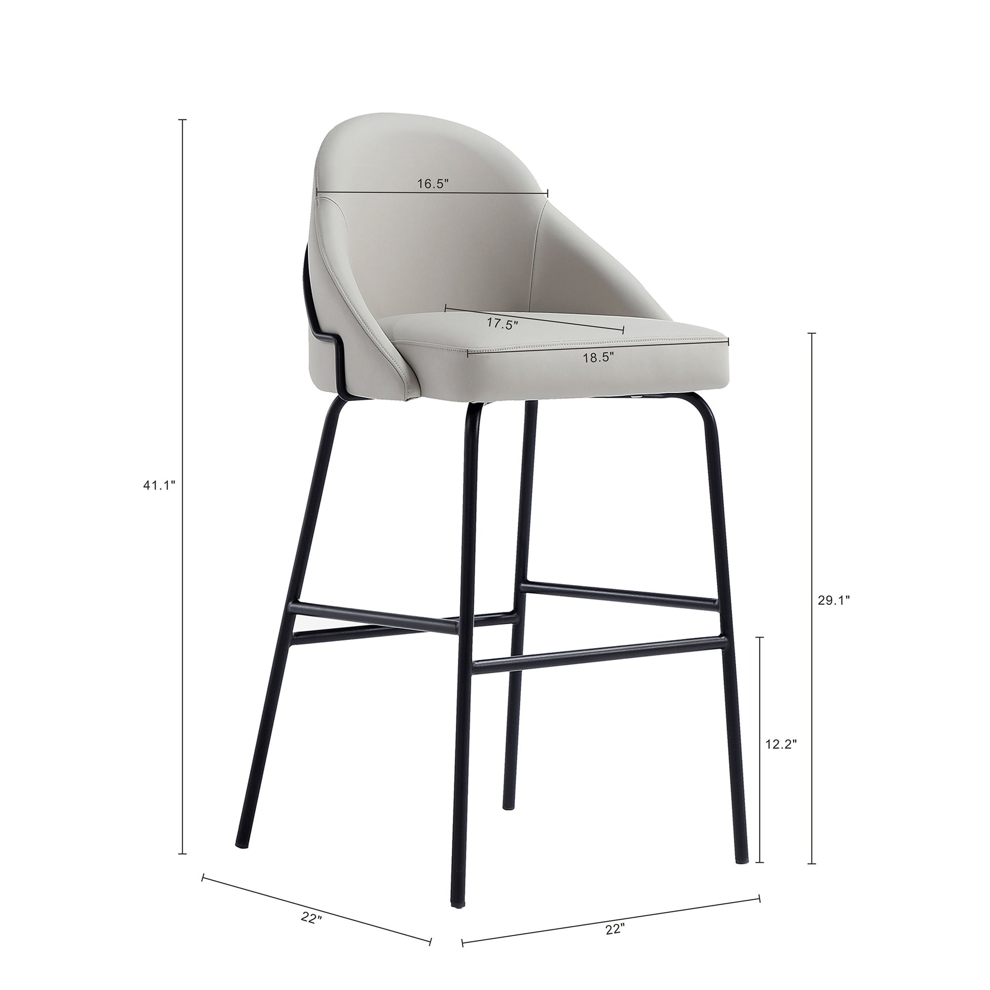 Gracie Barstool in Stone and Black (set of 2) - Ornate Home