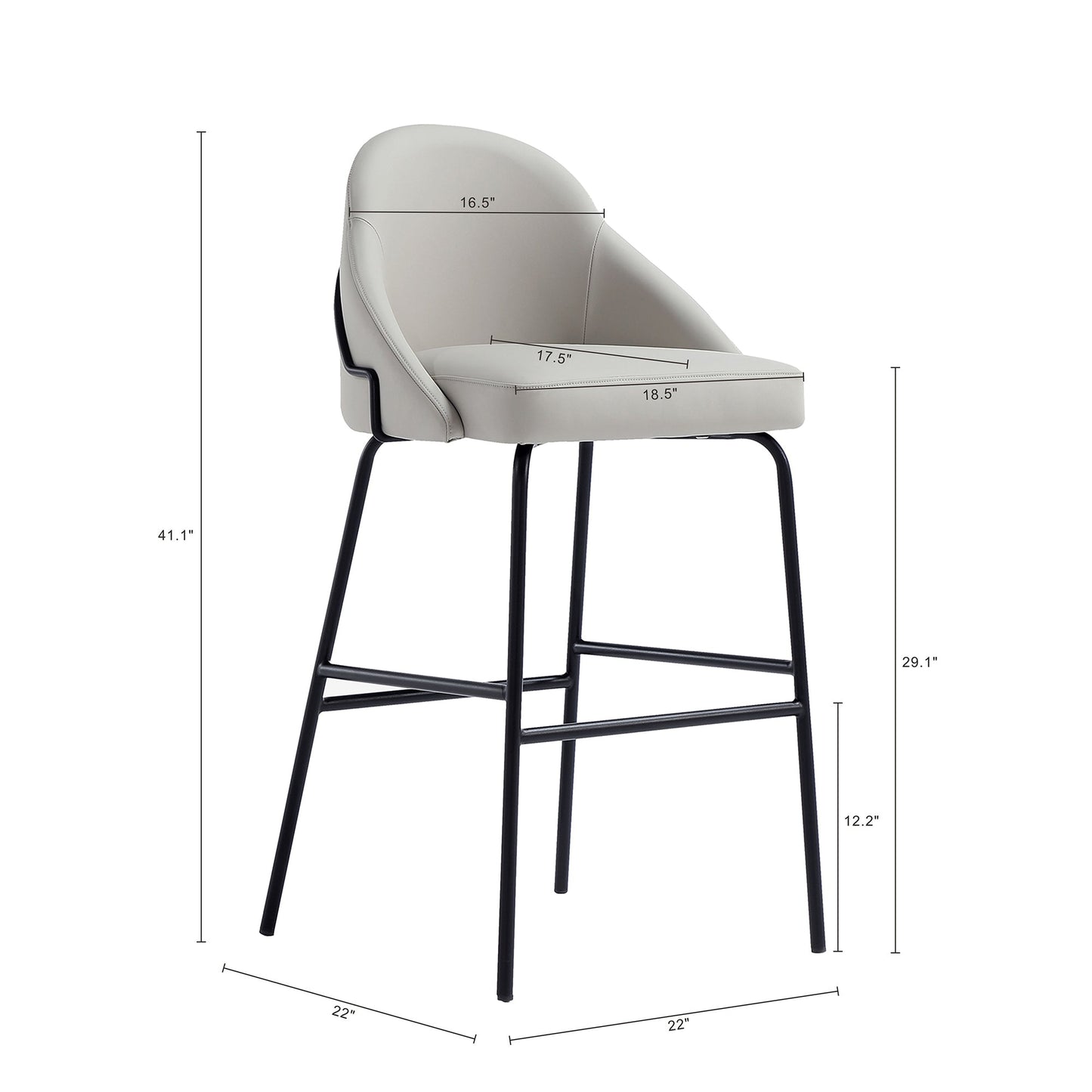 Gracie Barstool in Stone and Black (set of 3) - Ornate Home