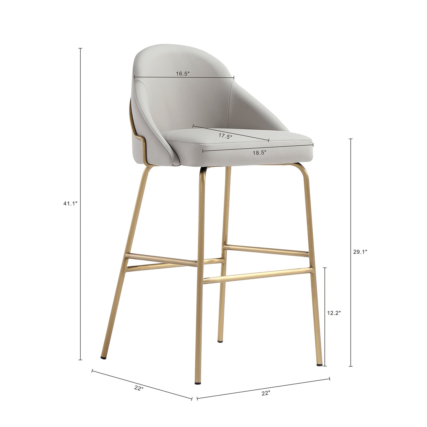 Gracie Barstool in Stone and Gold - Ornate Home